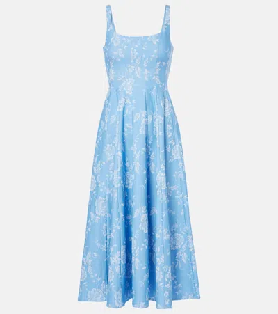 STAUD WELLS FLORAL PLEATED CORSET DRESS