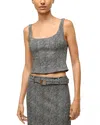 Staud Wells Top In Textured Herringbone In Textured Herringbone