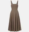 Staud Wells Houndstooth Midi Dress In Brown