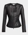 Staud Wells Leather Jacket In Black
