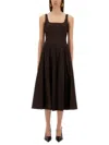 Staud Brown Wells Midi Dress In Brown