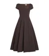 Staud Wells Short-sleeve Poplin Midi Dress In Brown