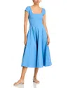 Staud Wells Cotton Midi Dress In Azure