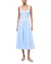 Staud Wells Paneled Striped Cotton-blend Poplin Midi Dress In Blue