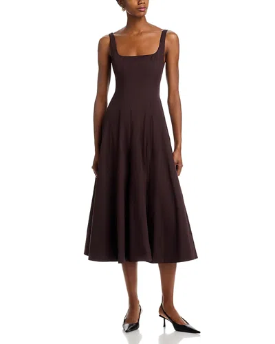 Staud Wells Midi Dress In Brown