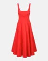 Staud Cotton-blend Wells Midi Dress In Cayenne