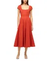 Staud Wells Midi Dress In Rust