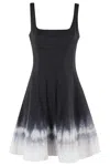 Staud Wells Mini Dress In Onyx Tie Dye In Black