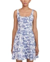 Staud Wells Floral Print Stretch Cotton Midi Dress In Blue Toile
