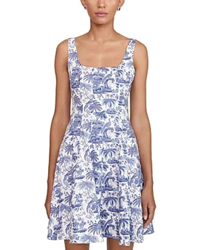 Staud Wells Mini Dress In Blue Toile