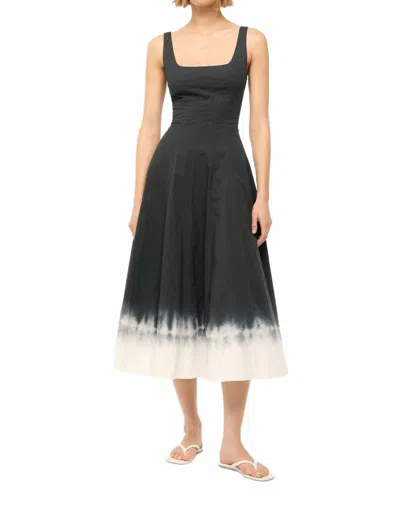 Staud Wells Mini Dress In Onyx Tie Dye In Black