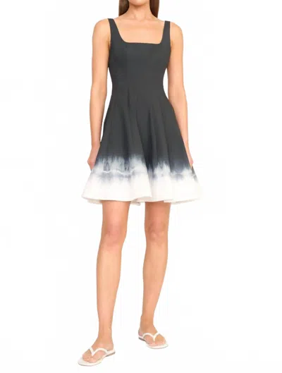 Staud Wells Mini Dress In Onyx Tie Dye In Black