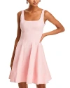 Staud Wells Pleated Satin Midi Dress In Pearl Pink