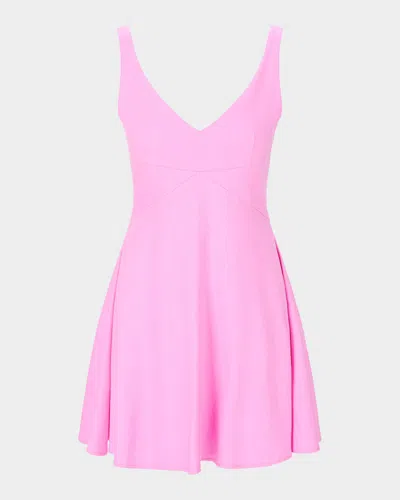 Staud Wells Palm Tree Embroidered Poplin Midi Dress In Pink