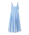 Staud Wells Paneled Striped Cotton-blend Poplin Midi Dress In Blue