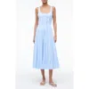 Staud Wells Paneled Striped Cotton-blend Poplin Midi Dress In Blue