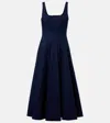 Staud Wells Pleated Cotton-blend Poplin Midi Dress