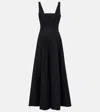 Staud Ellison Pleated Ribbed-knit Midi Dress