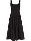 Staud Wells Pleated Midi Dress In Black