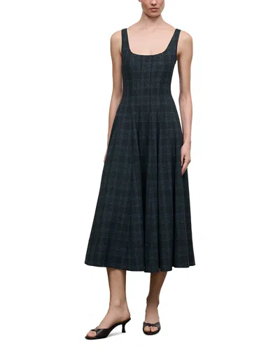 Staud Wells Printed Sleeveless Midi Dress In Black