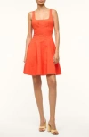 Staud Wells Seamed Stretch Cotton Minidress In Orange