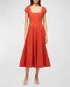 Staud Wells Midi Dress In Rust