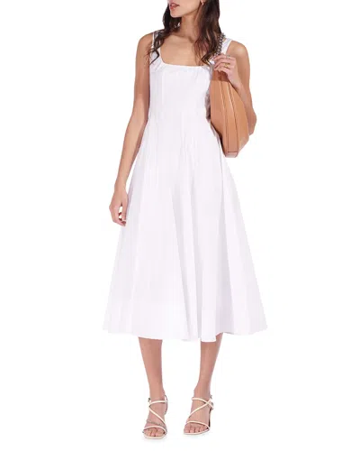 Staud Wells Square-neck Corset Midi Dress In White