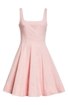Staud Wells Pleated Satin Midi Dress In Pearl Pink