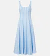 Staud Wells Paneled Striped Cotton-blend Poplin Midi Dress In Blue