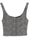 Staud Wells Top In Textured Herringbone In Black