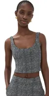 Staud Wells Top In Textured Herringbone In Textured Herringbone