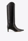 Staud Western Wally 50 Leather Knee-high Boots In Black