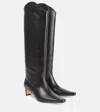 Staud Western Wally 55 Leather Cowboy Boots In Black