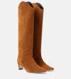Staud Western Wally 55 Suede Cowboy Boots In Brown