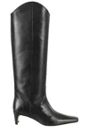 Staud Western Wally 50 Leather Knee-high Boots In Black