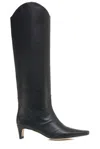Staud Western Wally 50 Leather Knee-high Boots In Black