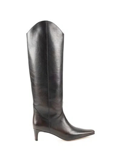 Staud Western Wally Pointed-toe Knee-high Boots In Brown