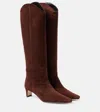 Staud Western Wally Suede Knee-high Boots In Brown