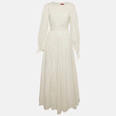 Pre-owned Staud White Cotton Flared Maxi Dress M