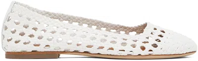 Staud Nell Crocheted Leather Flats In White