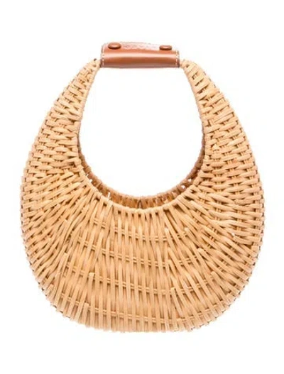 Pre-owned Staud Wicker Top Handle Bag In Neutral