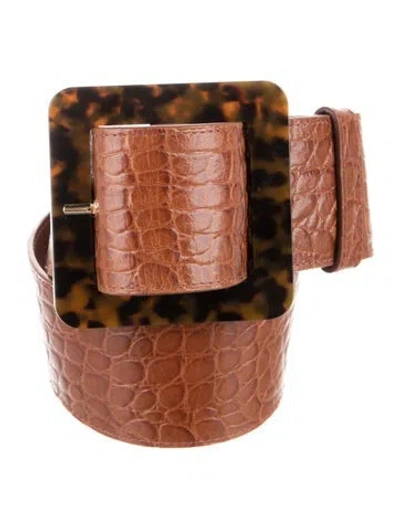 Pre-owned Staud Wide Leather Waist Belt In Brown