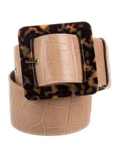 Pre-owned Staud Wide Leather Waist Belt In Neutral