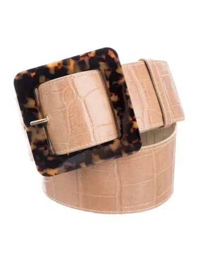 Pre-owned Staud Wide Leather Waist Belt In Neutrals