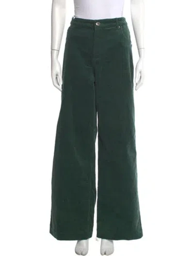 Pre-owned Staud Wide Leg Pants In Green