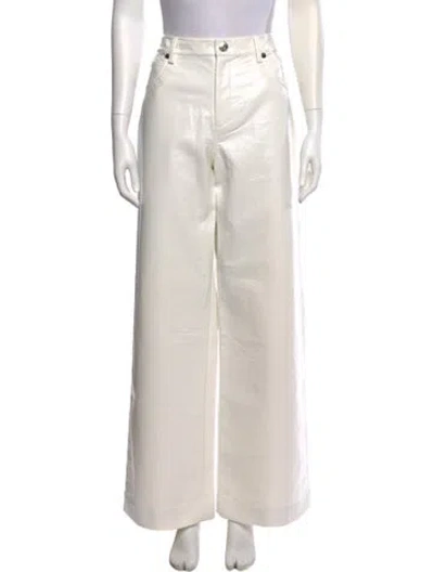 Pre-owned Staud Wide Leg Pants In White