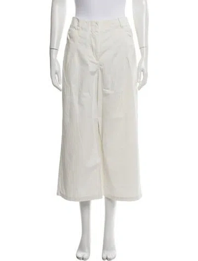 Pre-owned Staud Wide Leg Pants In White
