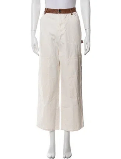 Pre-owned Staud Wide Leg Pants In White