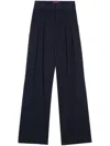 Staud Wide-leg Pleated Trousers In Blue