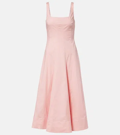 Staud Willow Cotton Midi Dress In Pink